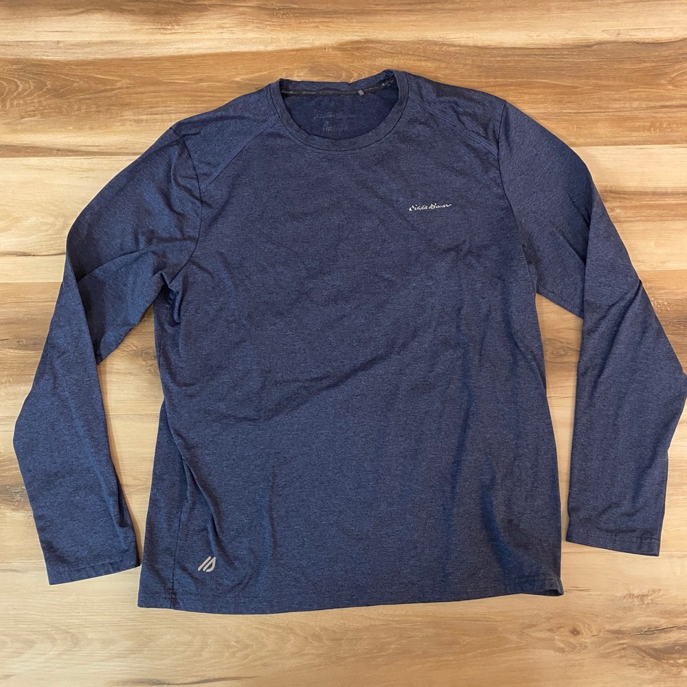 Eddie Bauer Active Shirt Mens Large Blue Athletic Top Layer Moisture Wicking
